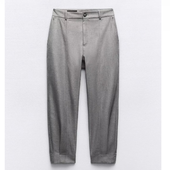 Gray Darted Hem Tapered gPants - Picture 1 of 5